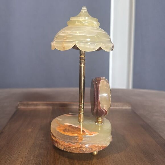 Carved Natural Stone Decorative Umbrella Clock Gift Desk or Mantle Decor NEW - Picture 5 of 9